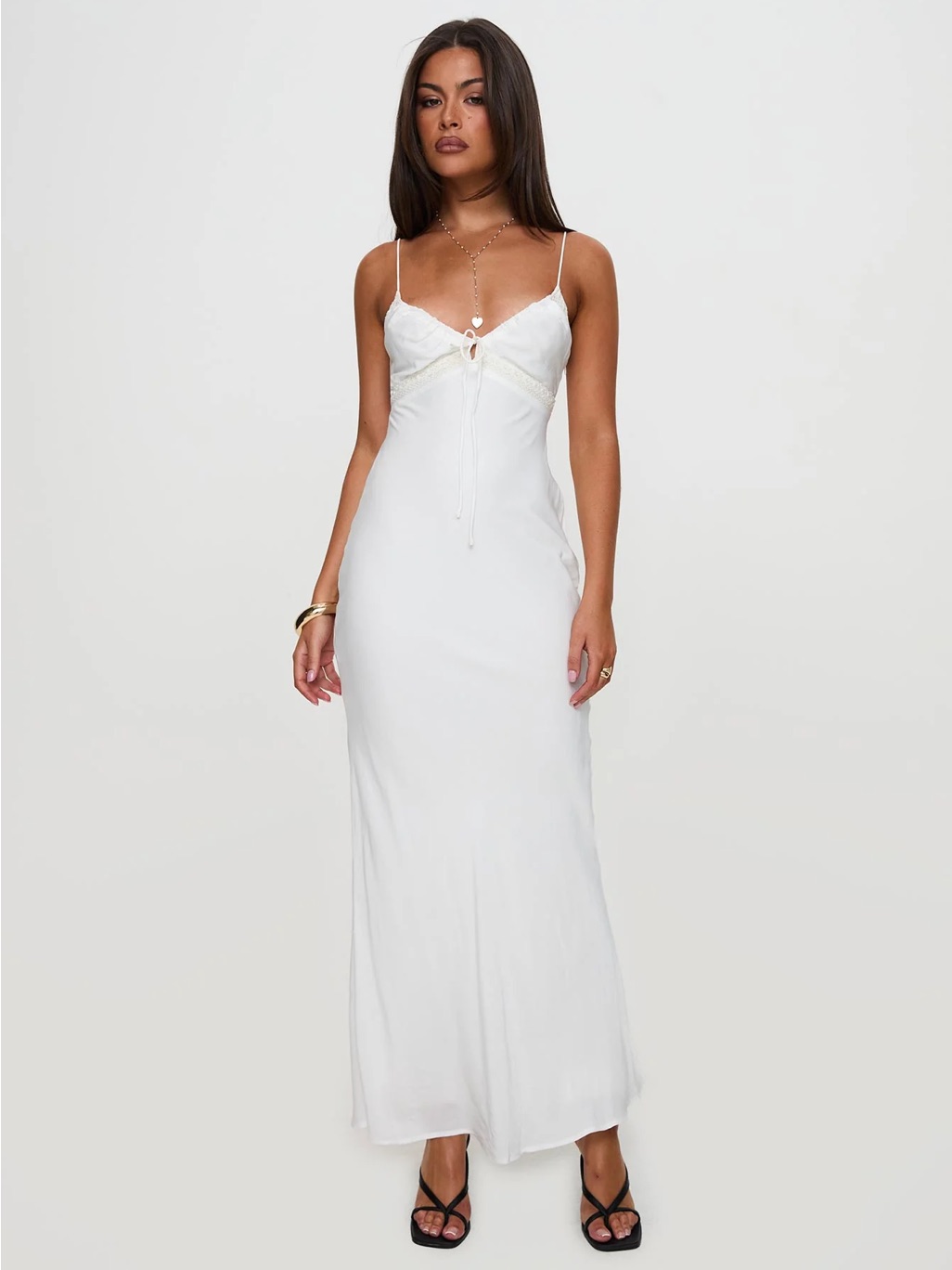 Princess Polly White Maxi Dress With Lace Trim